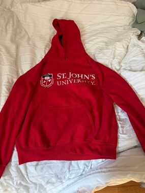 Gildan Red St. John's University Hooded Sweatshirt